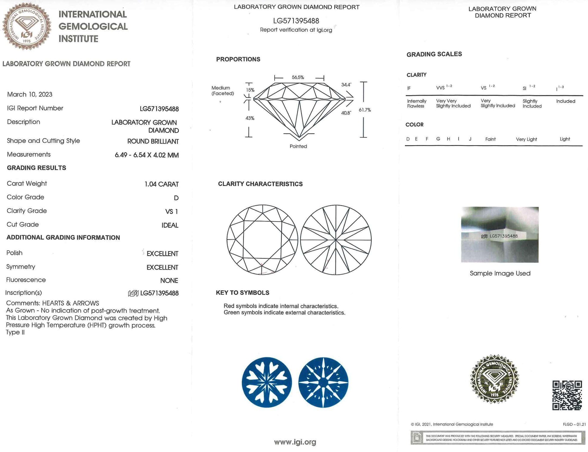 1.04 Carat Lab Grown Ideal Round Brilliant Solitaire Engagement Ring - Shape of Brilliant