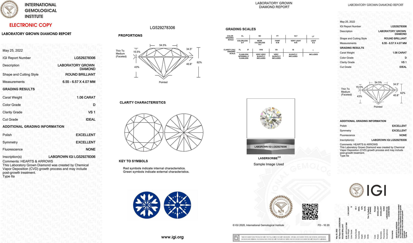 1.06 Carat Ideal Round Brilliant Lab Diamond Solitaire Engagement Ring - Shape of Brilliant