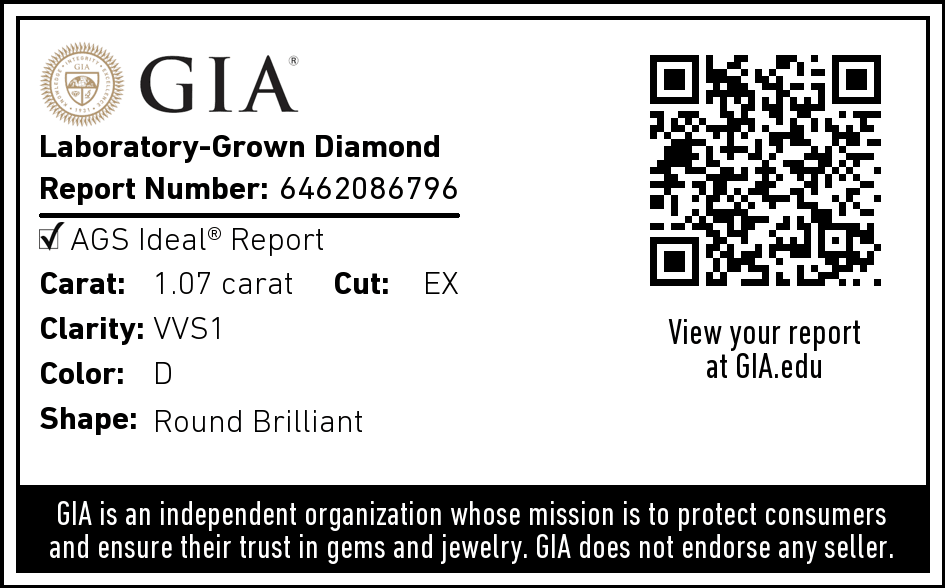 1.06 Carat Round Brilliant Lab Diamond Solitaire Engagement Ring - Shape of Brilliant