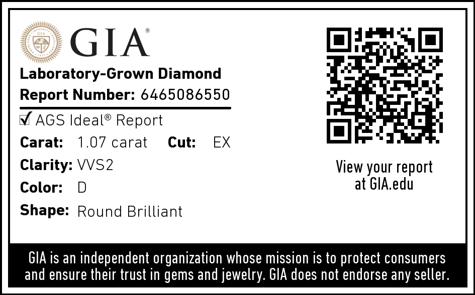 1.07 Carat Round Brilliant Lab Diamond Solitaire Engagement Ring - Shape of Brilliant