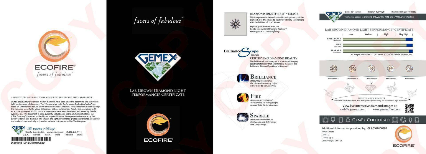 1.08 Carat Round Lab Grown Diamond Engagement Ring - Shape of Brilliant