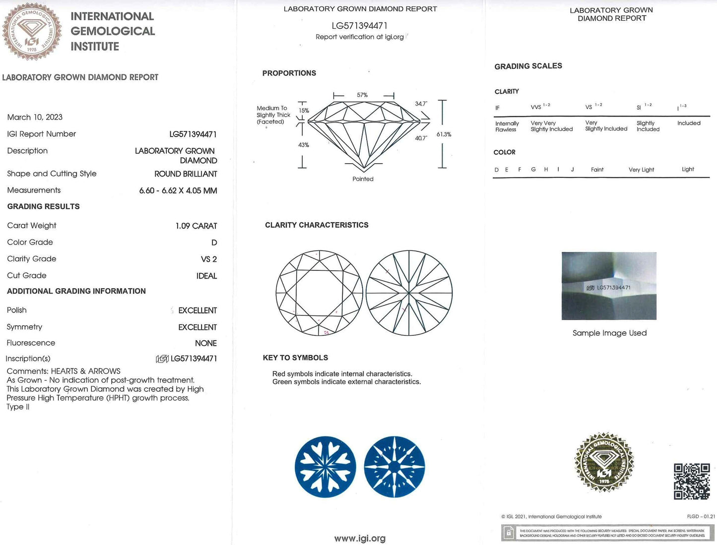 1.09 Carat Lab Grown Ideal Round Brilliant Solitaire Engagement Ring - Shape of Brilliant