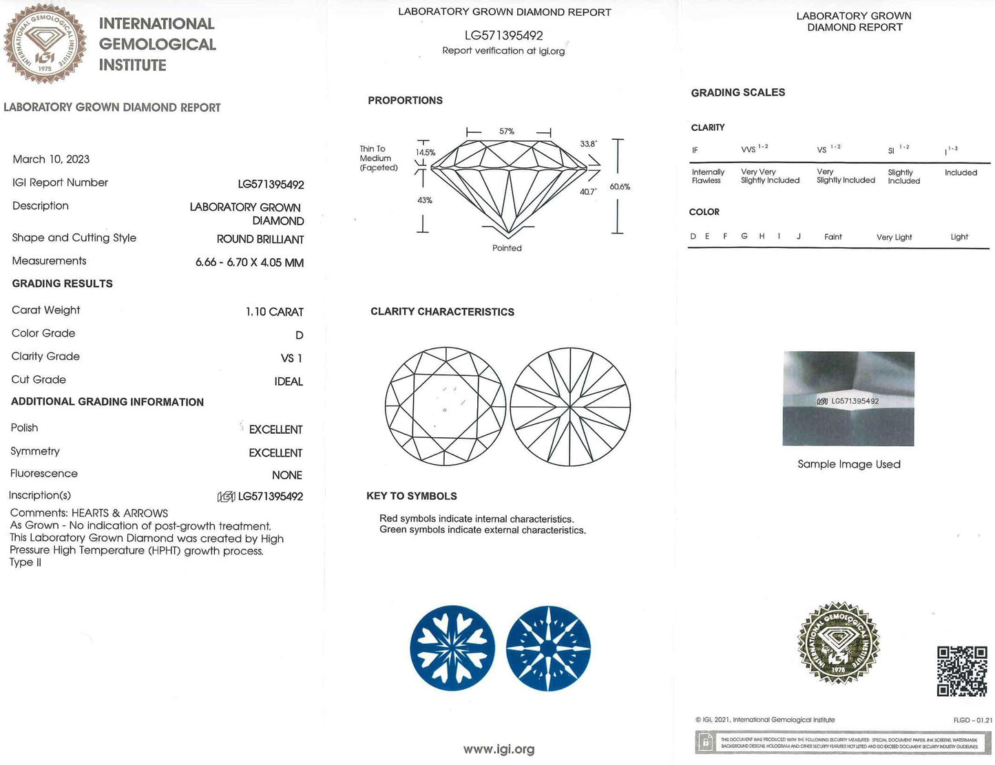 1.1 Carat Lab Created Ideal Round Brilliant Diamond Engagement Ring - Shape of Brilliant