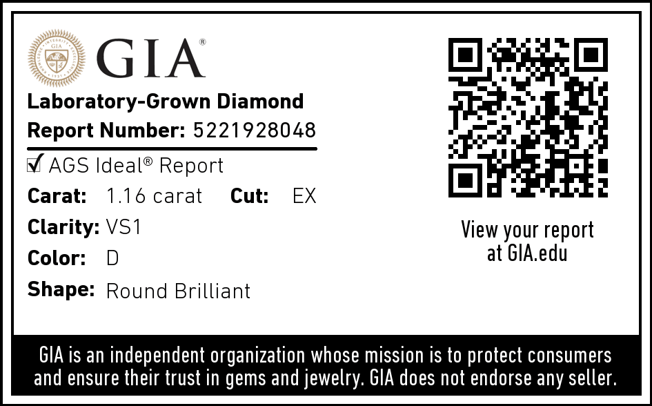 1.16 Carat Lab Created Round Brilliant Solitaire Engagement Ring - Shape of Brilliant