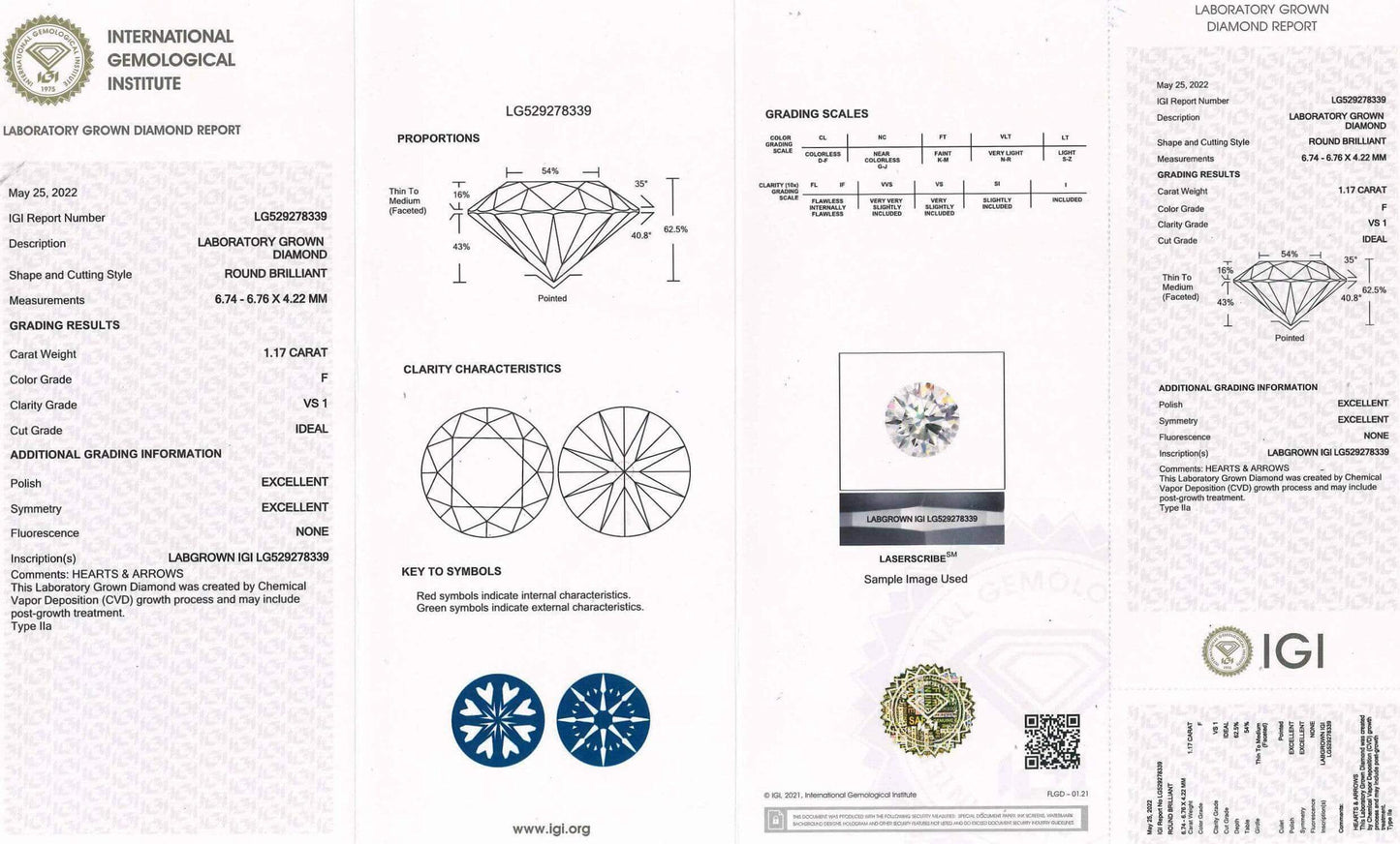 1.17 Carat Ideal Round Brilliant Lab Diamond Solitaire Engagement Ring - Shape of Brilliant
