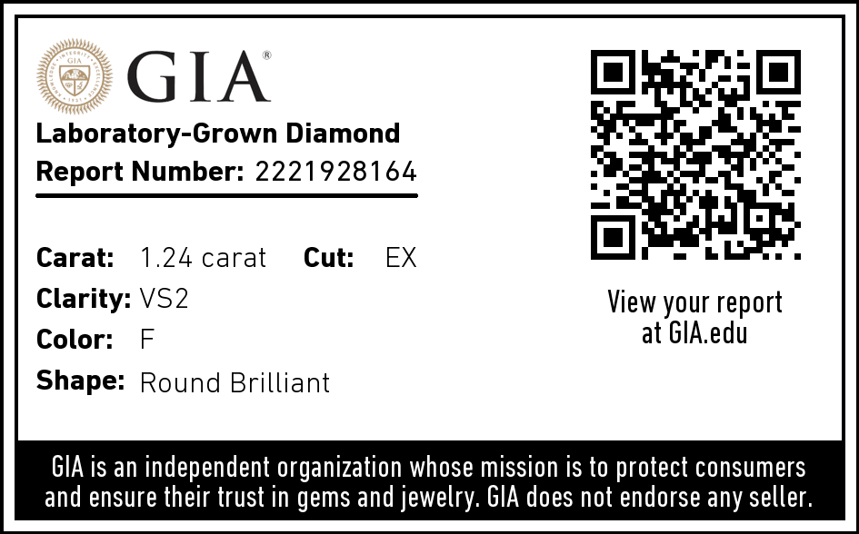 1.24 Carat Lab Created Round Brilliant Diamond Solitaire Ring - Shape of Brilliant
