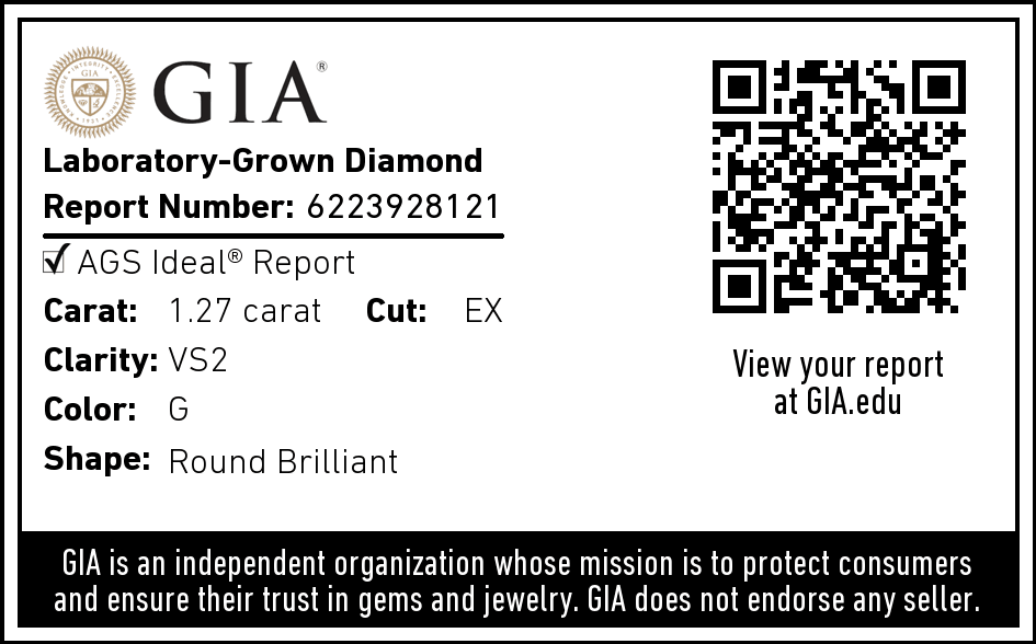 1.27 Carat Lab Created Round Brilliant Diamond Engagement Ring - Shape of Brilliant
