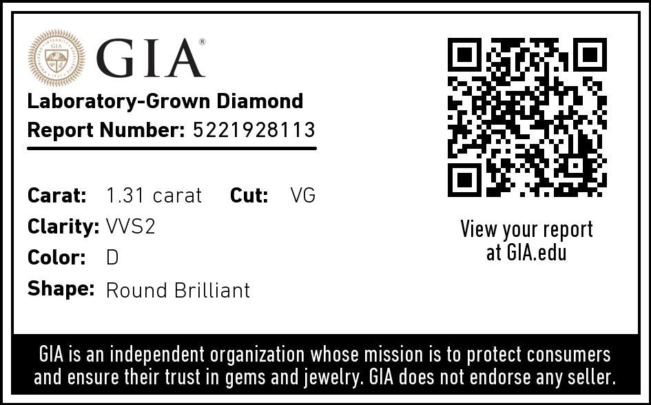 1.31 Carat Lab Created Round Brilliant Diamond Engagement Ring - Shape of Brilliant