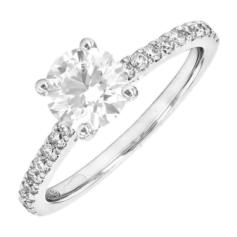 1.31 Carat White Gold Lab Created Diamond Engagement Ring - Shape of Brilliant