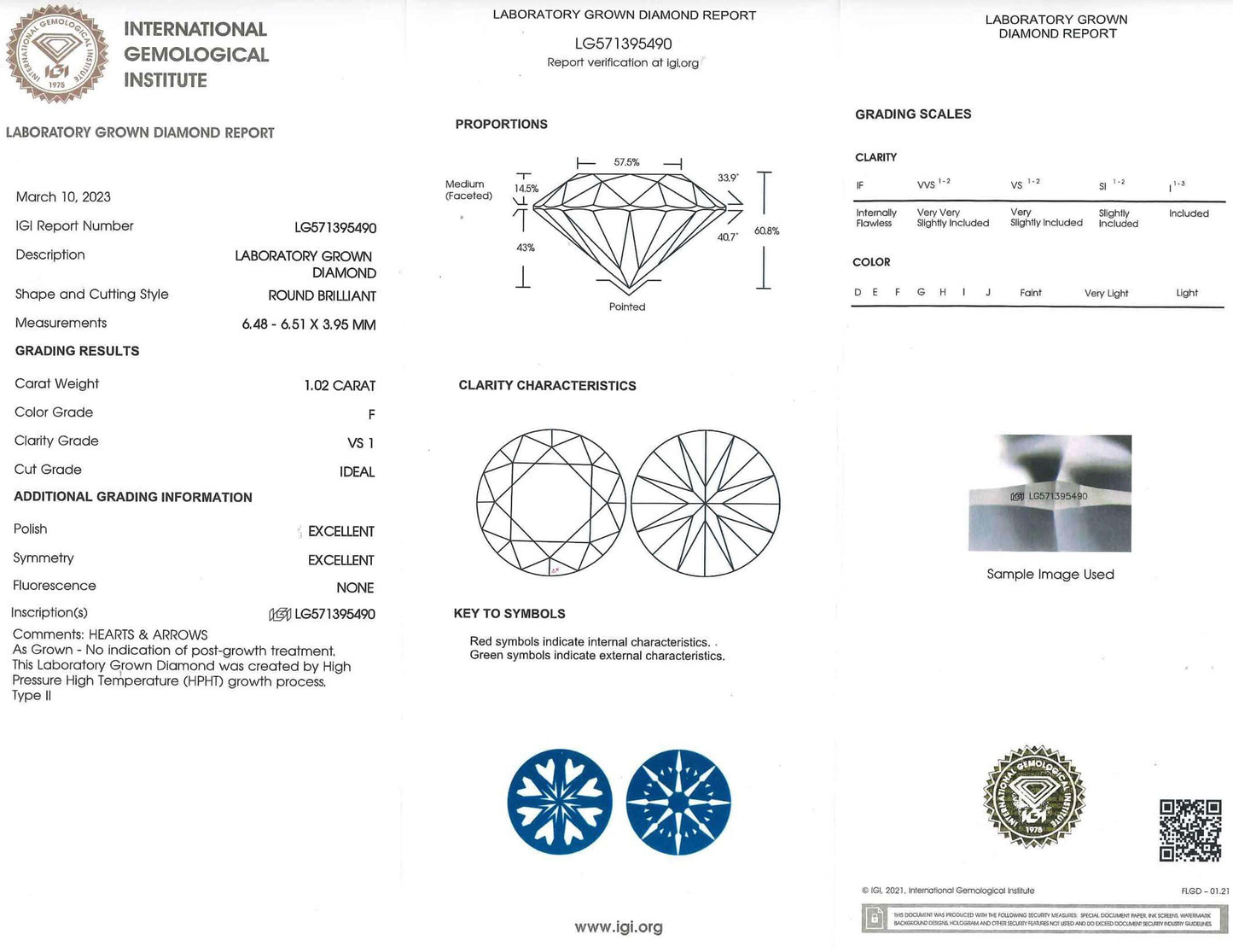 1.31 Carat White Gold Lab Created Diamond Engagement Ring - Shape of Brilliant