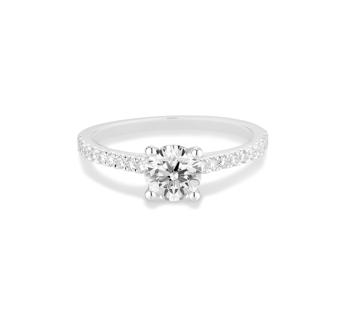 1.31 Carat White Gold Lab Created Diamond Engagement Ring - Shape of Brilliant