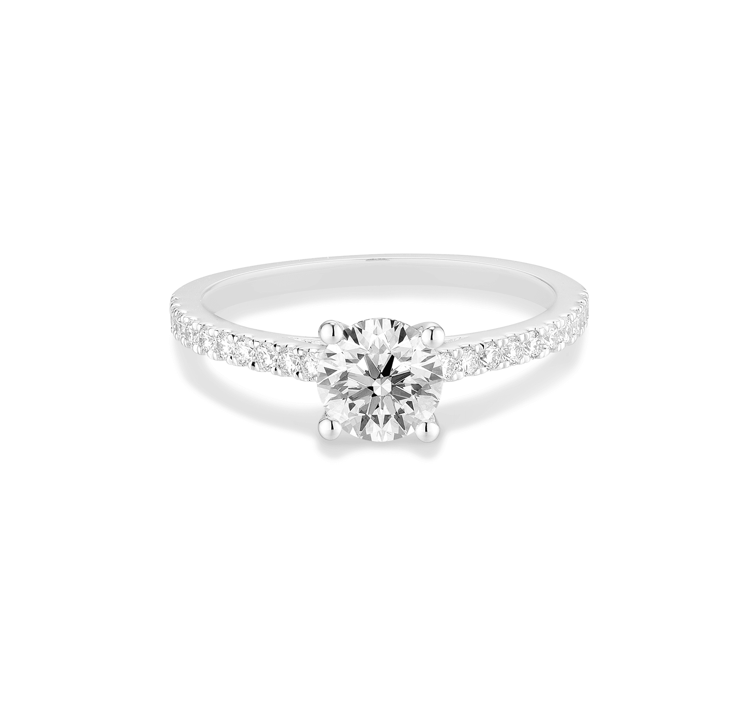 1.31 Carat White Gold Lab Created Diamond Engagement Ring - Shape of Brilliant