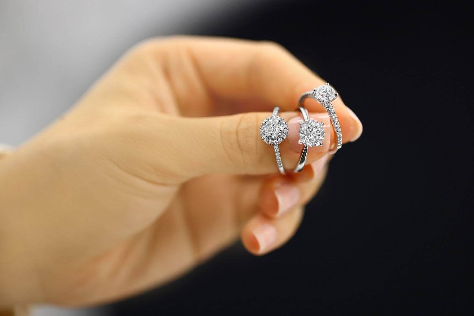 1.31 Carat White Gold Lab Created Diamond Engagement Ring - Shape of Brilliant