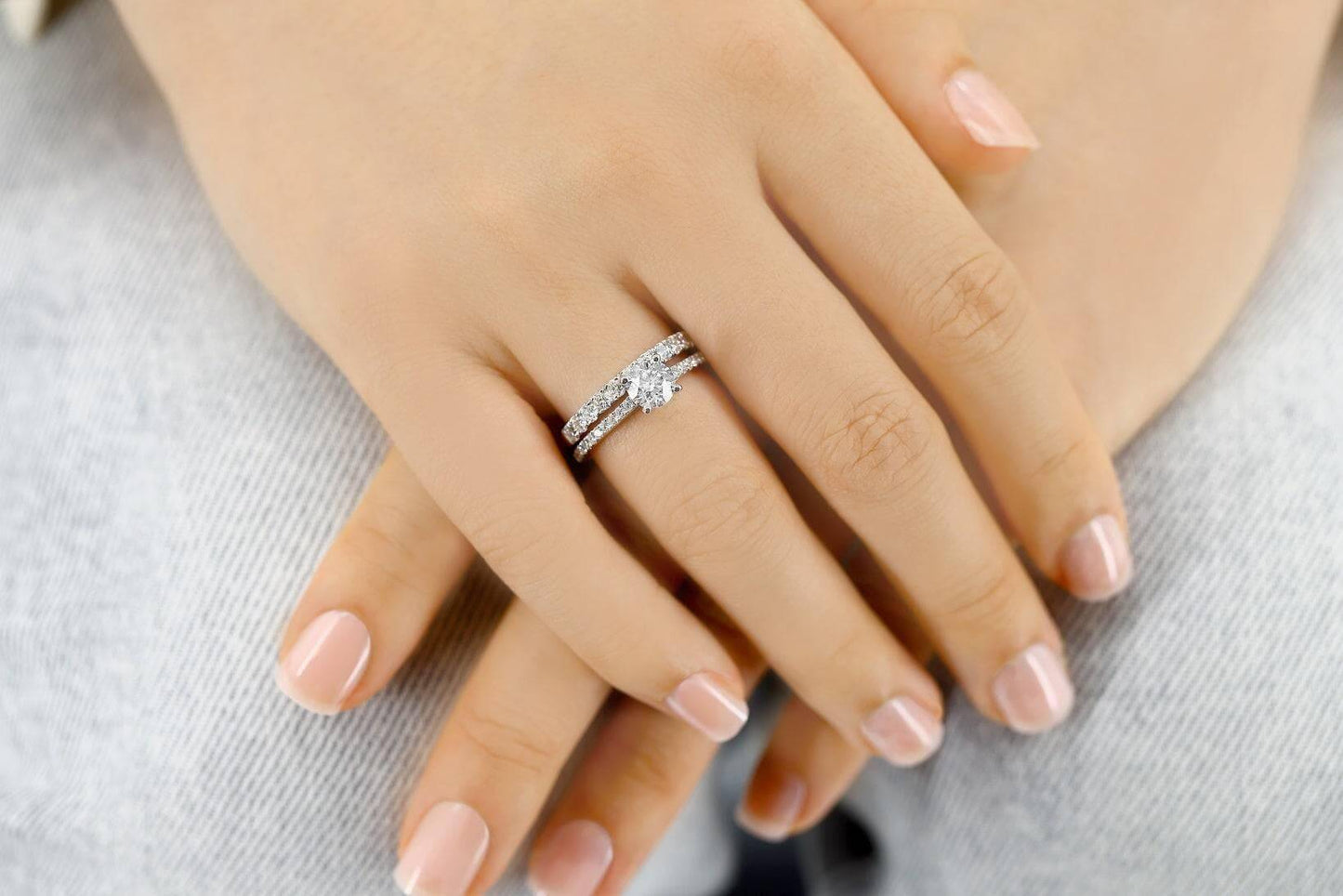 1.31 Carat White Gold Lab Created Diamond Engagement Ring - Shape of Brilliant