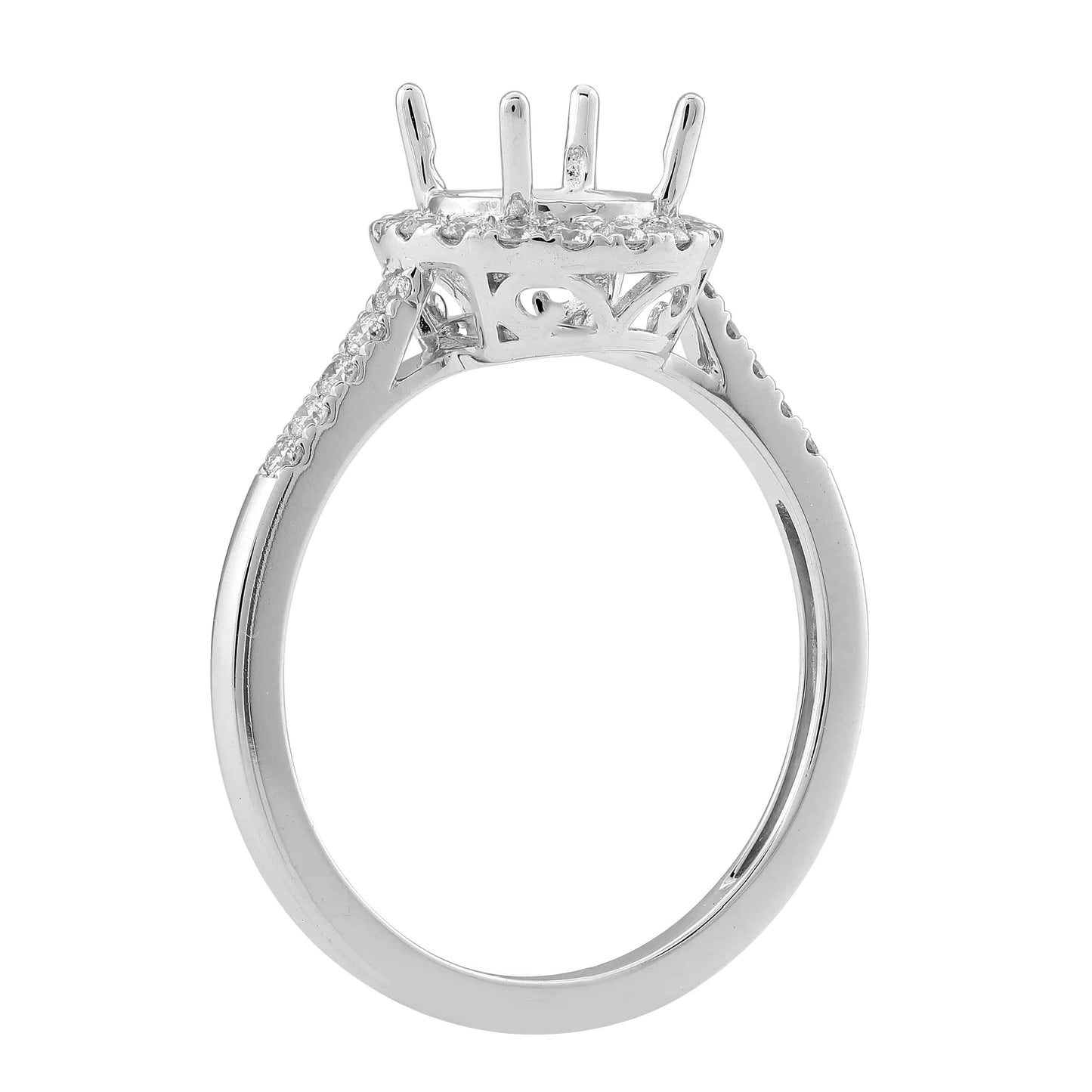 1.33 Carat White Gold Lab Created Diamond Halo Engagement Ring - Shape of Brilliant