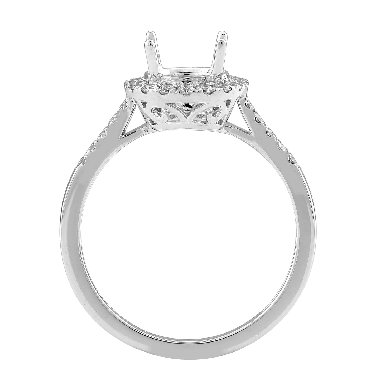 1.33 Carat White Gold Lab Created Diamond Halo Engagement Ring - Shape of Brilliant