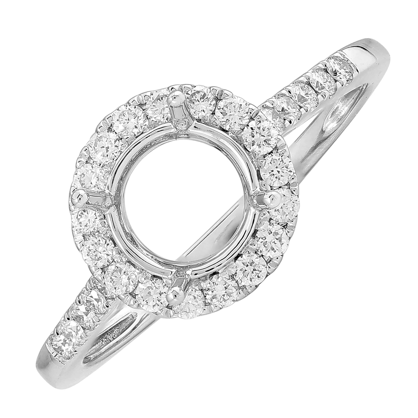 1.33 Carat White Gold Lab Created Diamond Halo Engagement Ring - Shape of Brilliant
