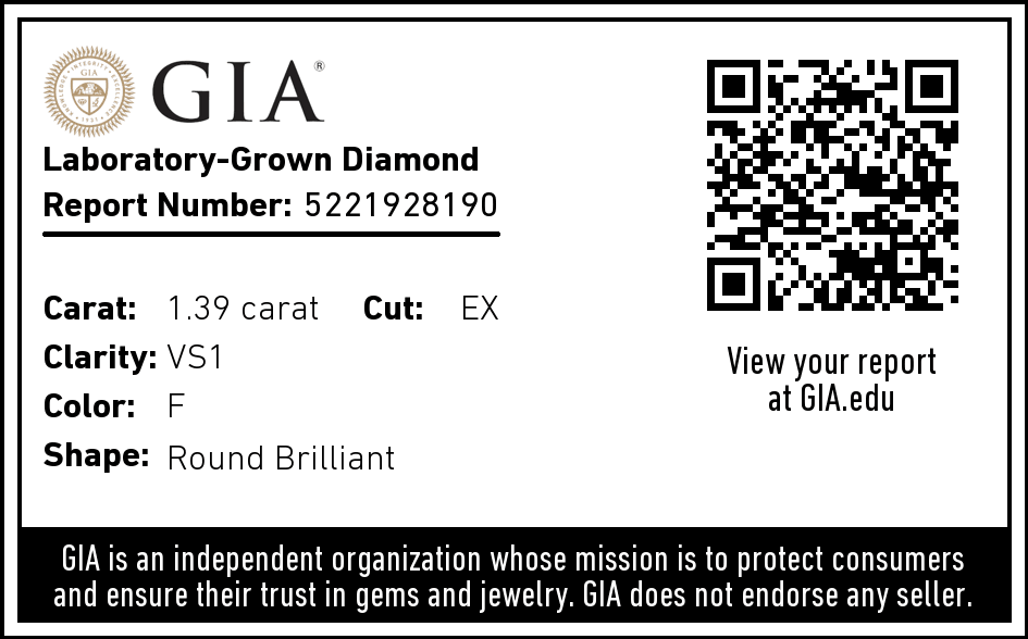 1.39 Carat Lab Created Round Brilliant Solitaire Engagement Ring - Shape of Brilliant