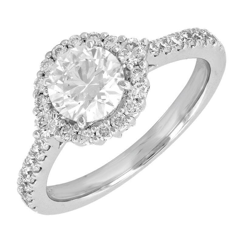 1.58 Carat White Gold Lab Created Diamond Halo Engagement Ring - Shape of Brilliant