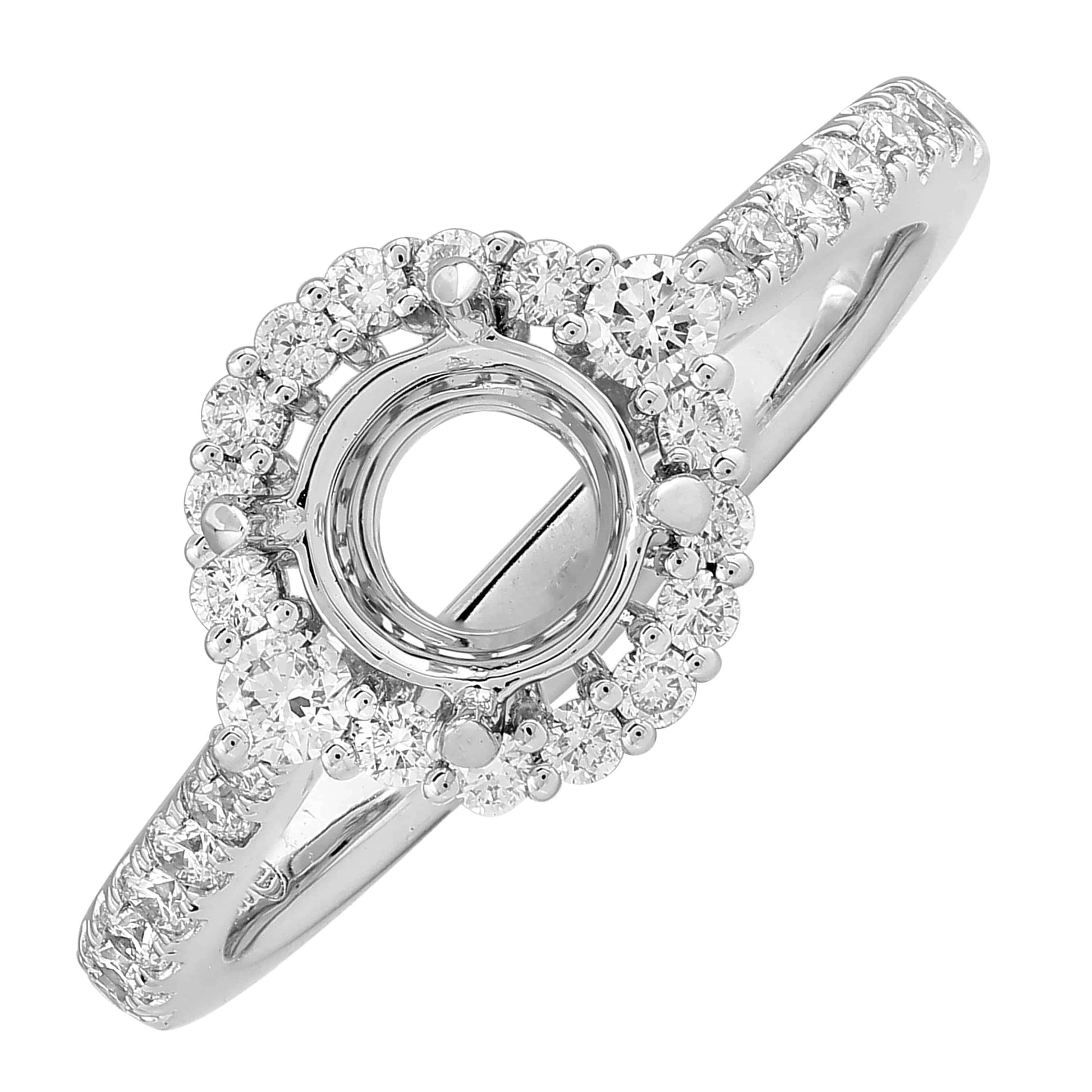 1.58 Carat White Gold Lab Created Diamond Halo Engagement Ring - Shape of Brilliant