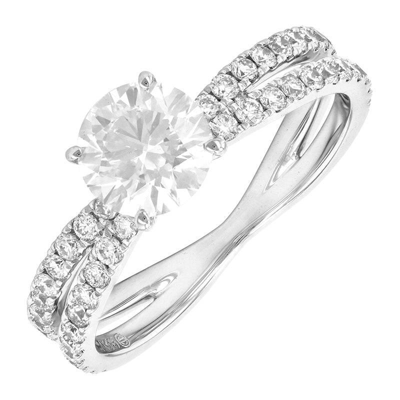 1.62 Carat White Gold Lab Created Diamond Engagement Ring - Shape of Brilliant