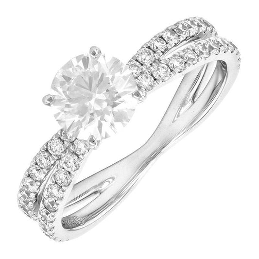 1.62 Carat White Gold Lab Created Diamond Engagement Ring - Shape of Brilliant