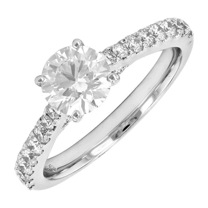 1.62 Carat White Gold Lab Created Diamond Engagement Ring - Shape of Brilliant