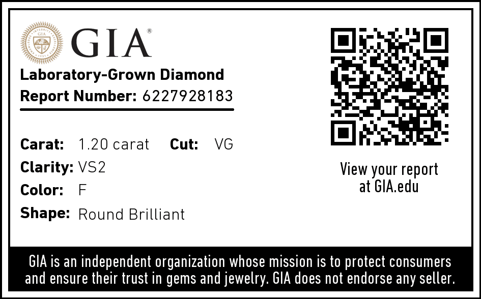 1.73 Carat White Gold Lab Created Diamond Engagement Ring - Shape of Brilliant