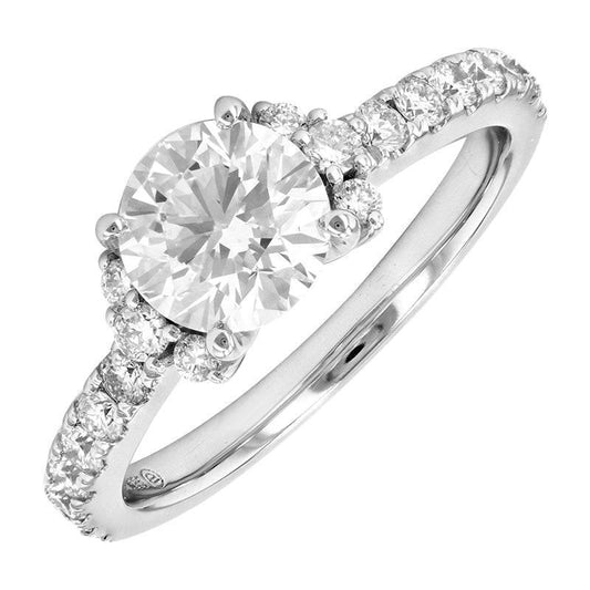 1.74 Carat White Gold Lab Created Diamond Engagement Ring - Shape of Brilliant