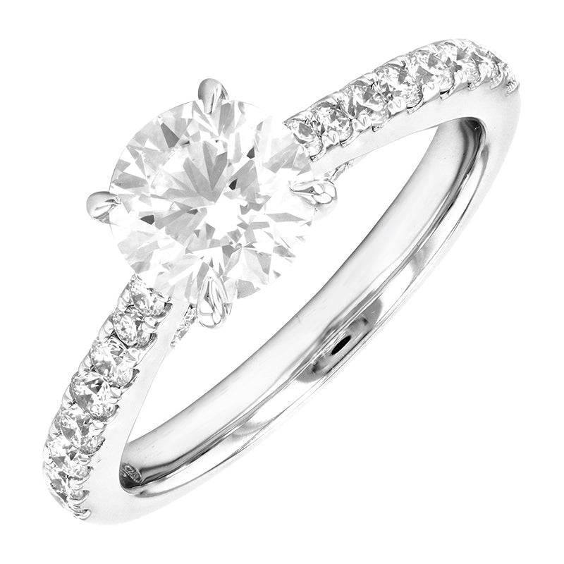 1.81 Carat White Gold Lab Created Diamond Engagement Ring - Shape of Brilliant