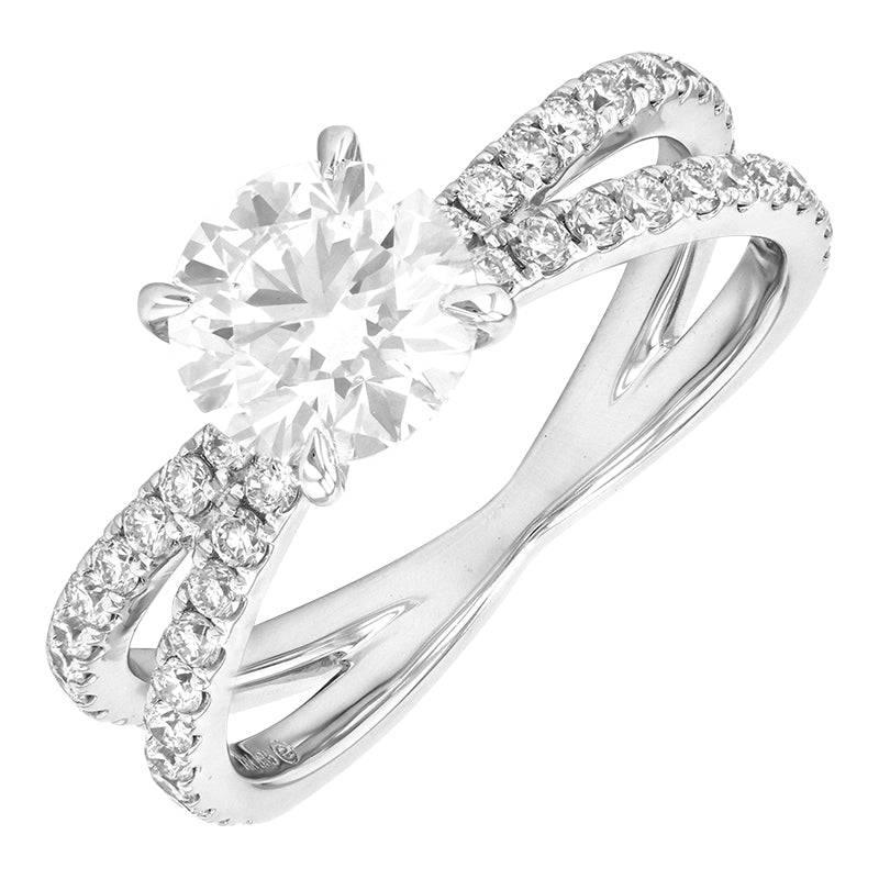 1.87 Carat White Gold Lab Created Diamond Engagement Ring - Shape of Brilliant