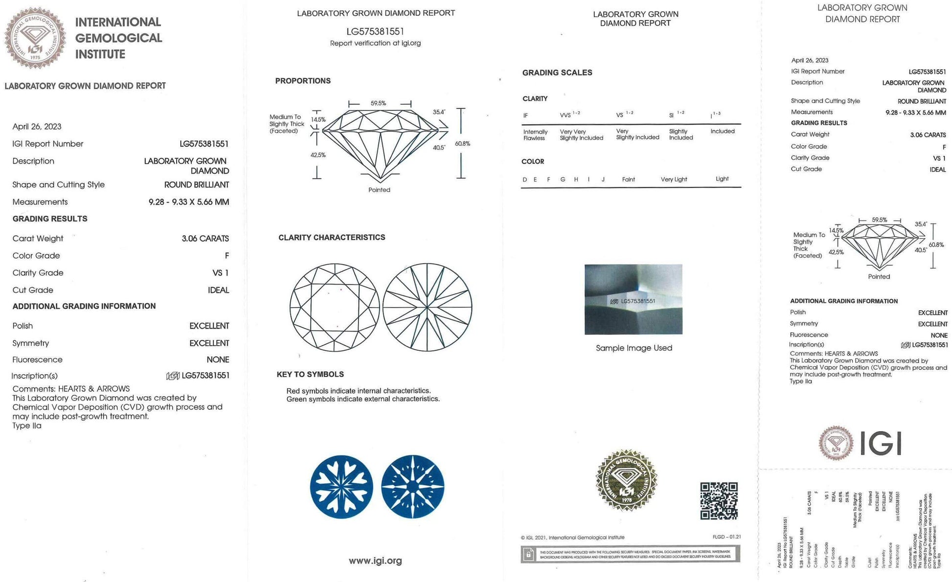 3.06 Carat Ideal Round Brilliant Lab Diamond Solitaire Engagement Ring - Shape of Brilliant