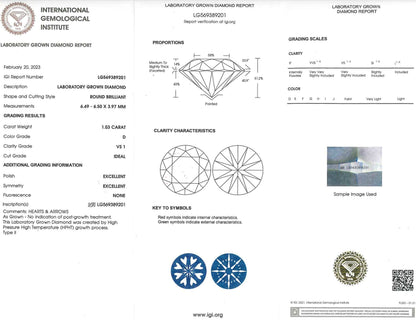 1.03 ??? Carat Lab Created Ideal Round Brilliant Diamond Engagement Ring - Shape of Brilliant