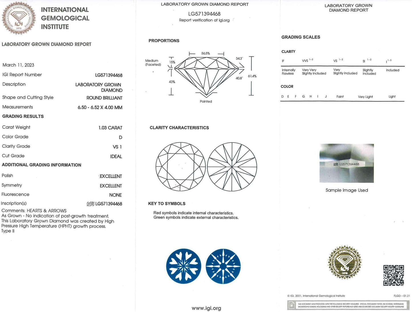 1.03 Carat Lab Grown Ideal Round Brilliant Diamond Solitaire Ring - Shape of Brilliant