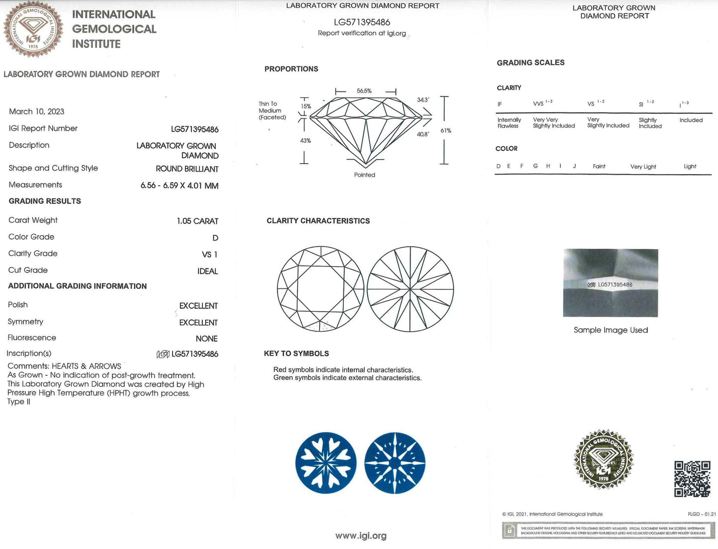 1.05 Carat Lab Created Ideal Round Brilliant Solitaire Engagement Ring - Shape of Brilliant