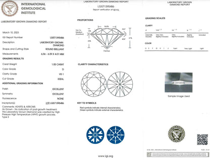 1.05 Carat Lab Created Ideal Round Brilliant Solitaire Engagement Ring - Shape of Brilliant