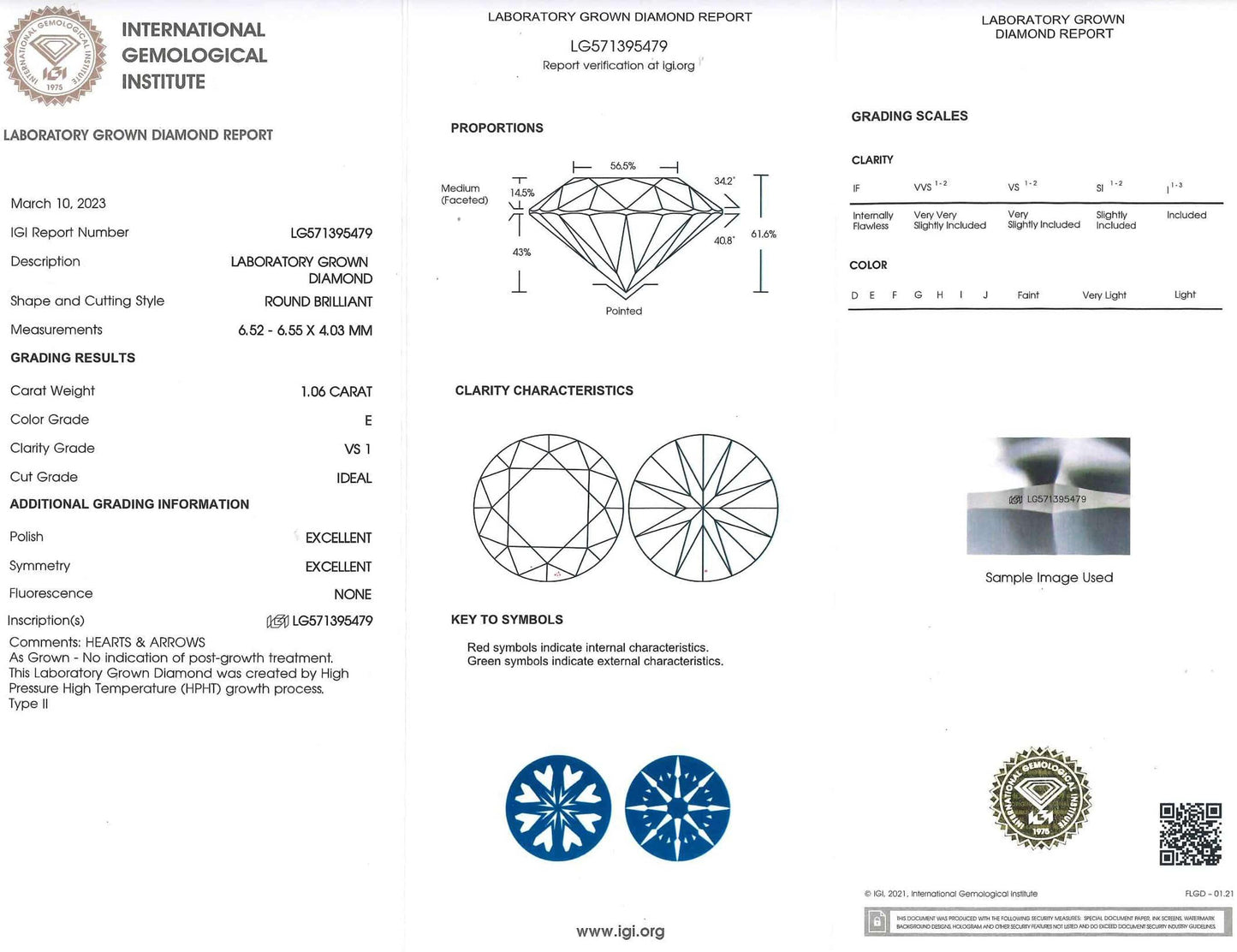 1.06 Carat Ideal Round Brilliant Lab Grown Diamond Solitaire Ring - Shape of Brilliant