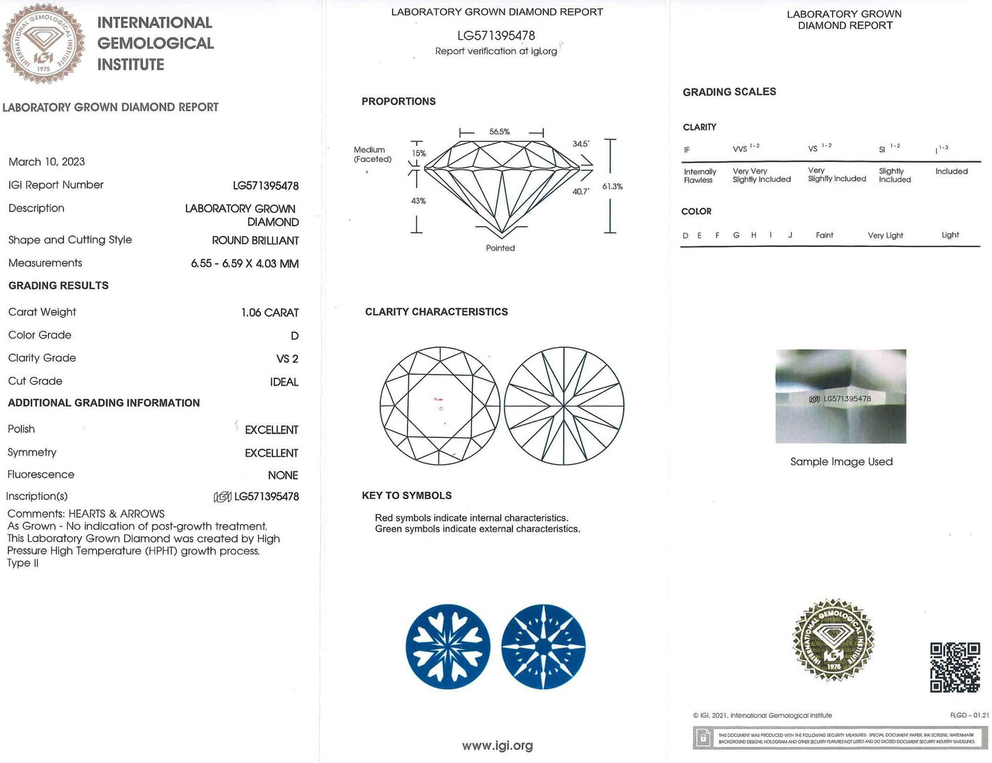 1.06 Carat Ideal Round Brilliant Solitaire Grown Diamond Ring - Shape of Brilliant