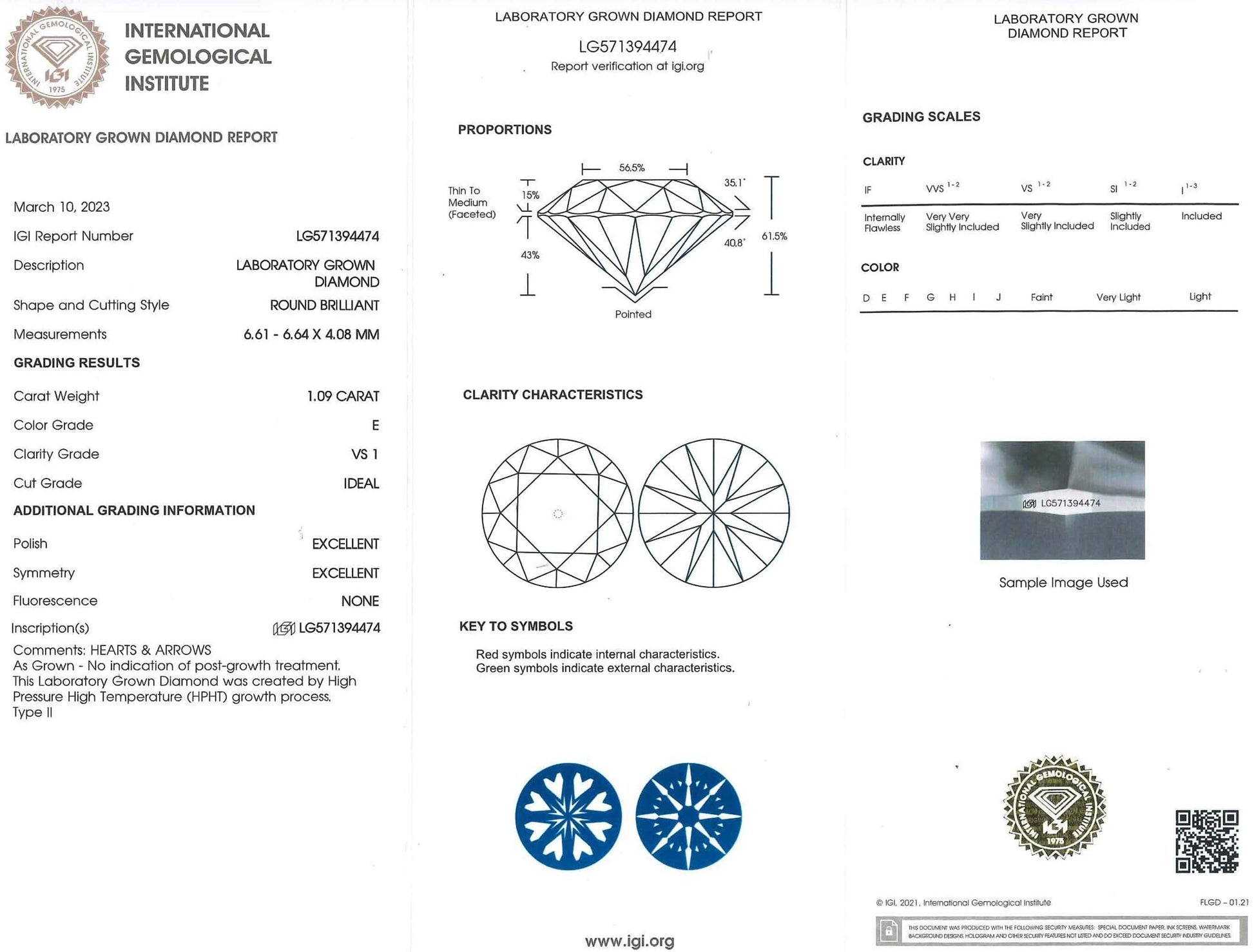 1.09 Carat Ideal Round Brilliant Lab Diamond Solitaire Engagement Ring - Shape of Brilliant