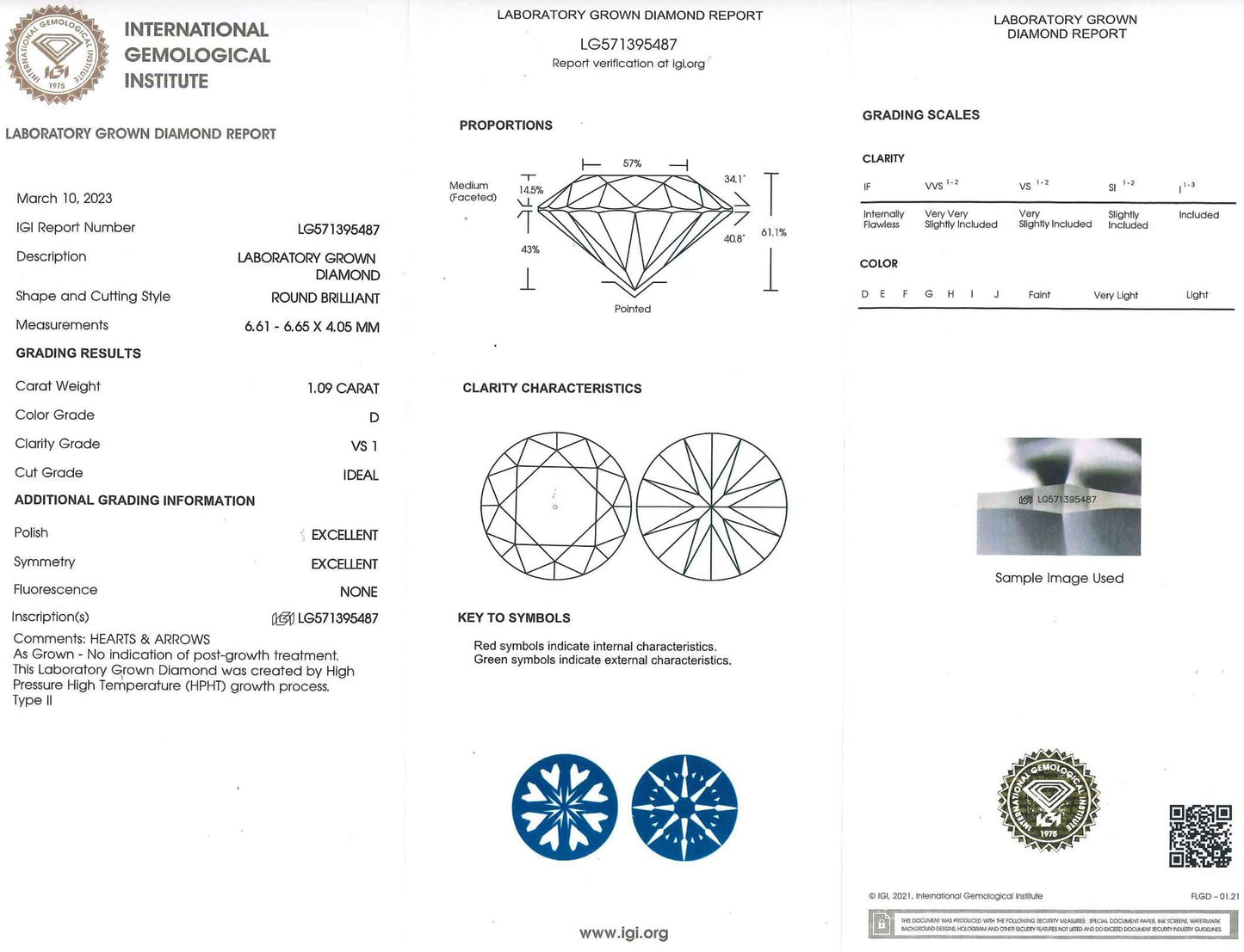 1.09 Carat Lab Created Ideal Round Brilliant Solitaire Engagement Ring - Shape of Brilliant