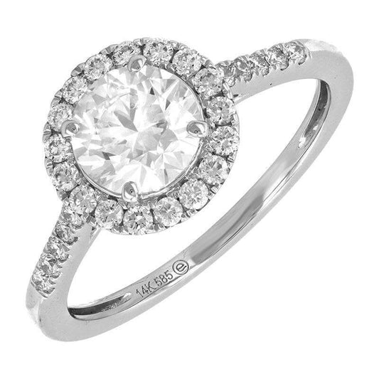 1.33 Carat White Gold Lab Created Diamond Halo Engagement Ring - Shape of Brilliant