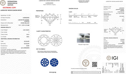 3.08 Carat Round Brilliant Lab Diamond Engagement Ring - Shape of Brilliant