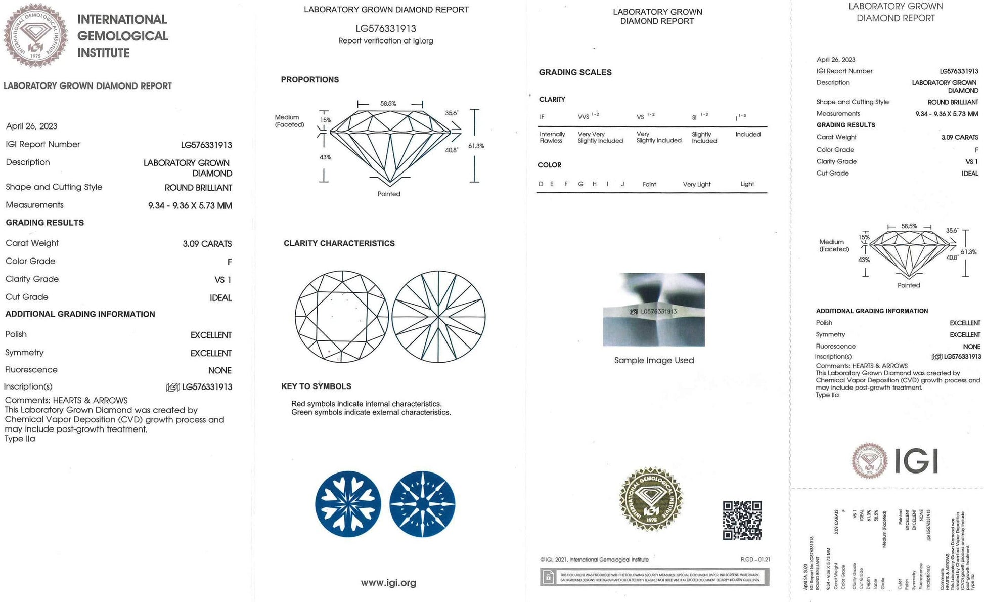 3.09 Carat Ideal Round Brilliant Lab Diamond Solitaire Engagement Ring - Shape of Brilliant