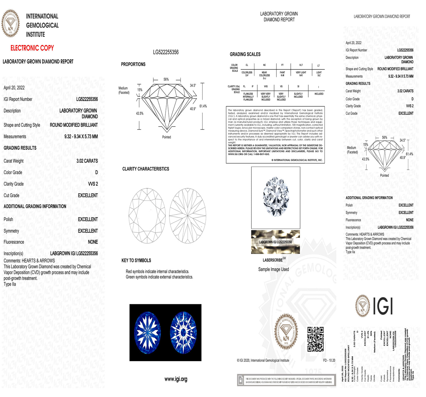 3.02 Carat Round Lab Grown Diamond